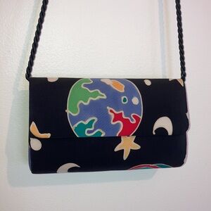 Silk Scapes Mini Purse Vintage Space Planets Art Crossbody Evening Clutch Bag